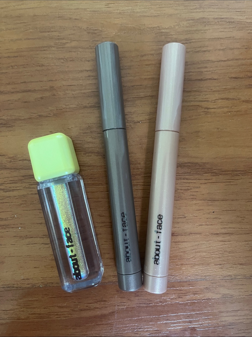 About-Face Eye Makeup Trio - 2 Pearly Shadowsticks + Holographic Eye Paint
